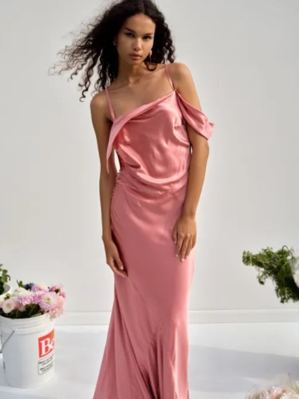 NWT $319 FOR LOVE AND LEMONS JEWEL SATIN MAXI DRESS IN PINK #2 SIZE S - Picture 2 of 11